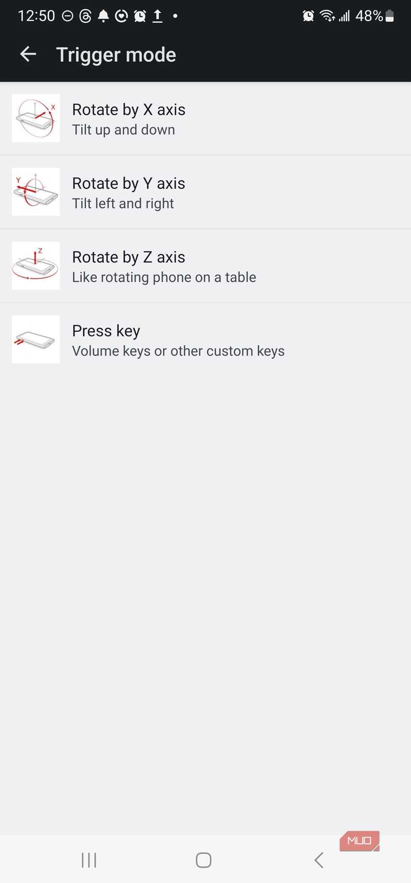 تنظیمات برنامه Micro Gesture در اندروید (1)