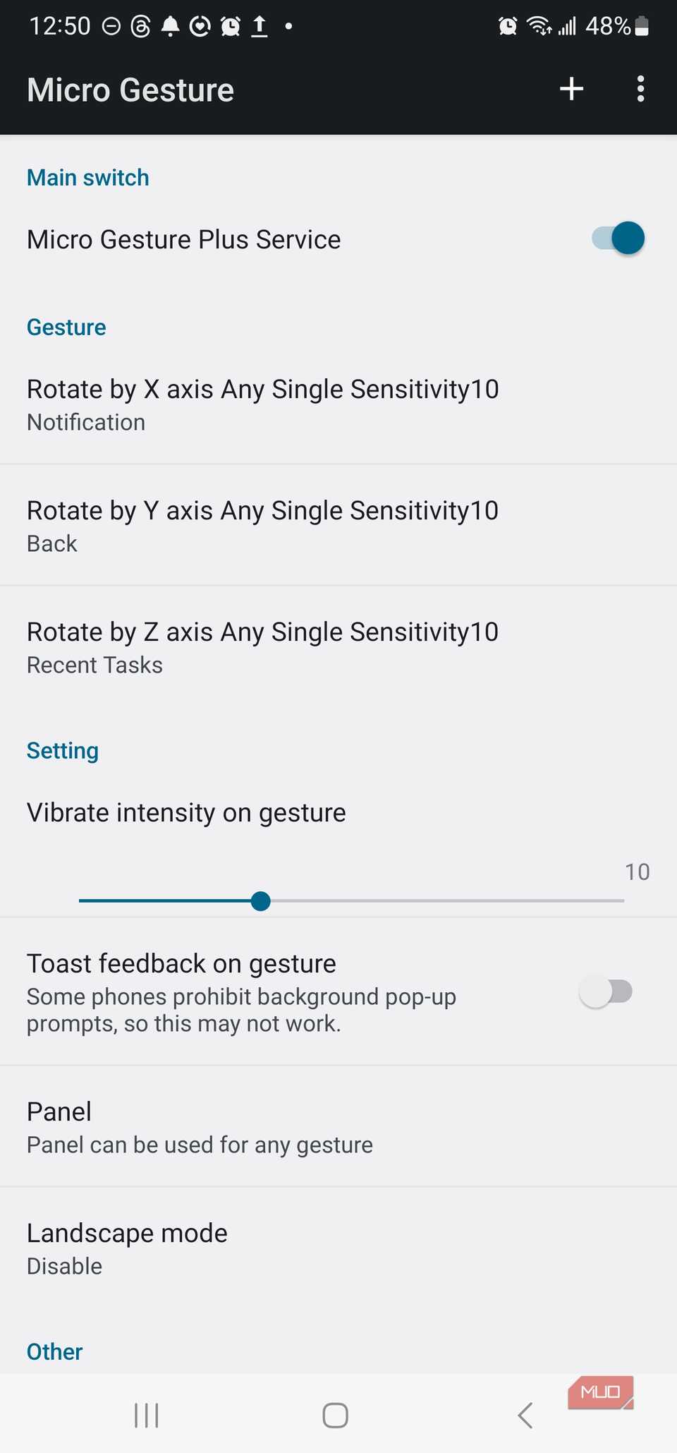 تنظیمات برنامه Micro Gesture در اندروید (4)