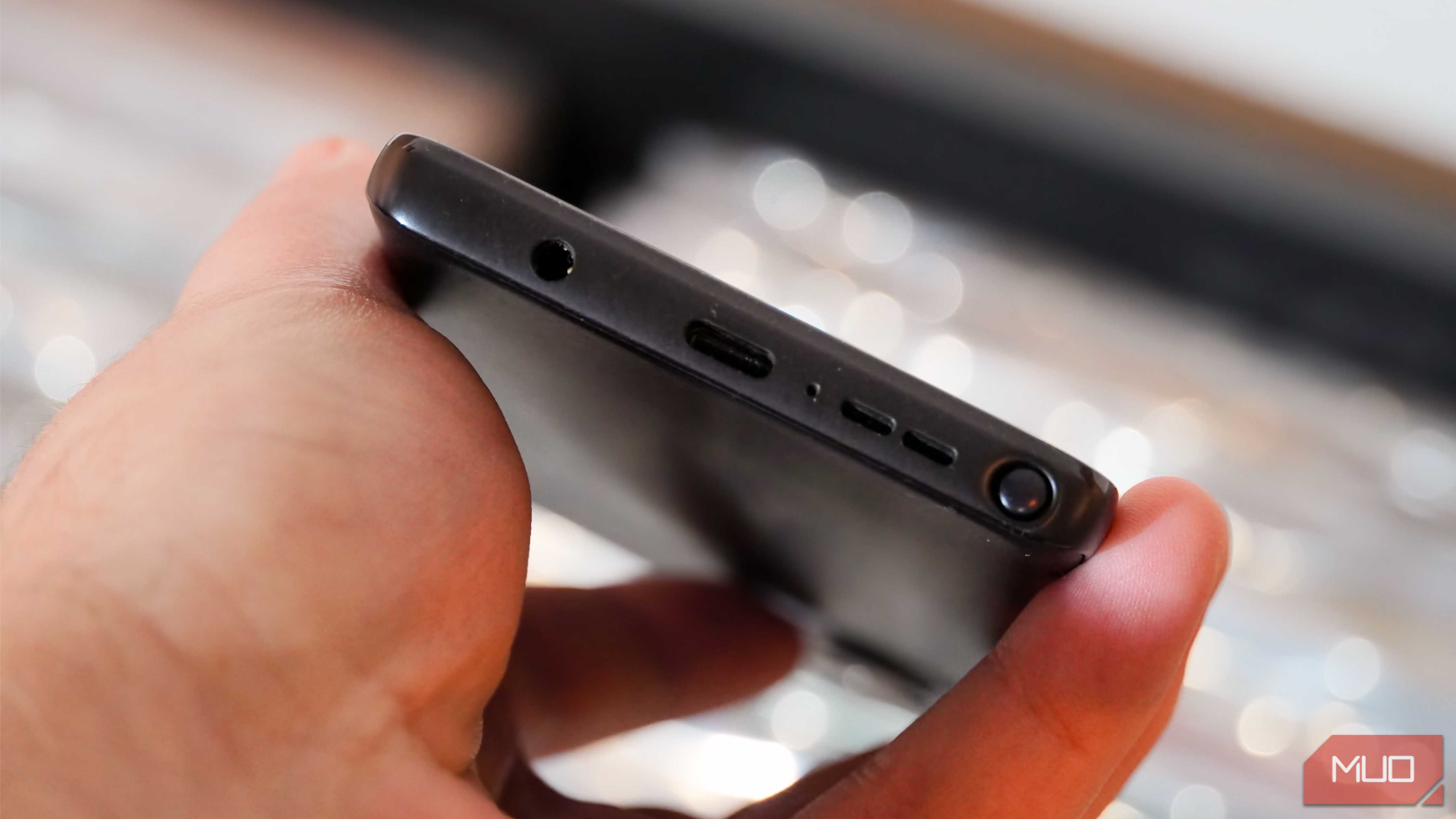 The headphone jack and USB-C port on the Moto G Stylus 5G 2023.