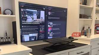 mountit keyboard tray with samsung frame tv 55