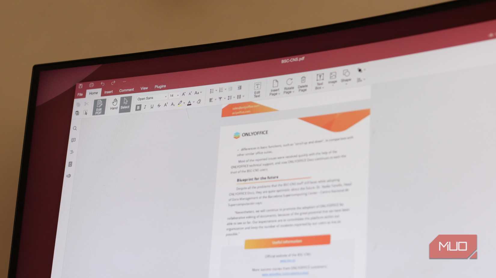 OnlyOffice PDF editor running on windows.