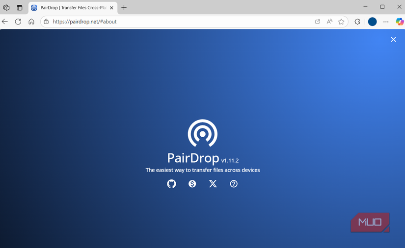 PairDrop en el navegador Edge