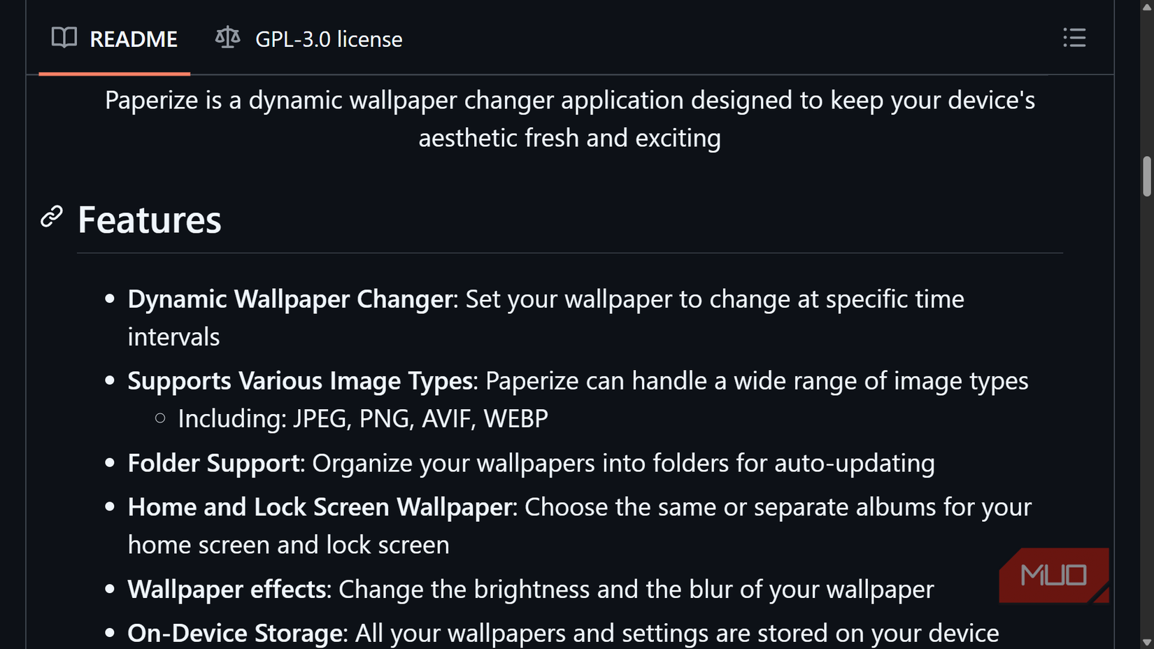 Paperize GitHub app description.