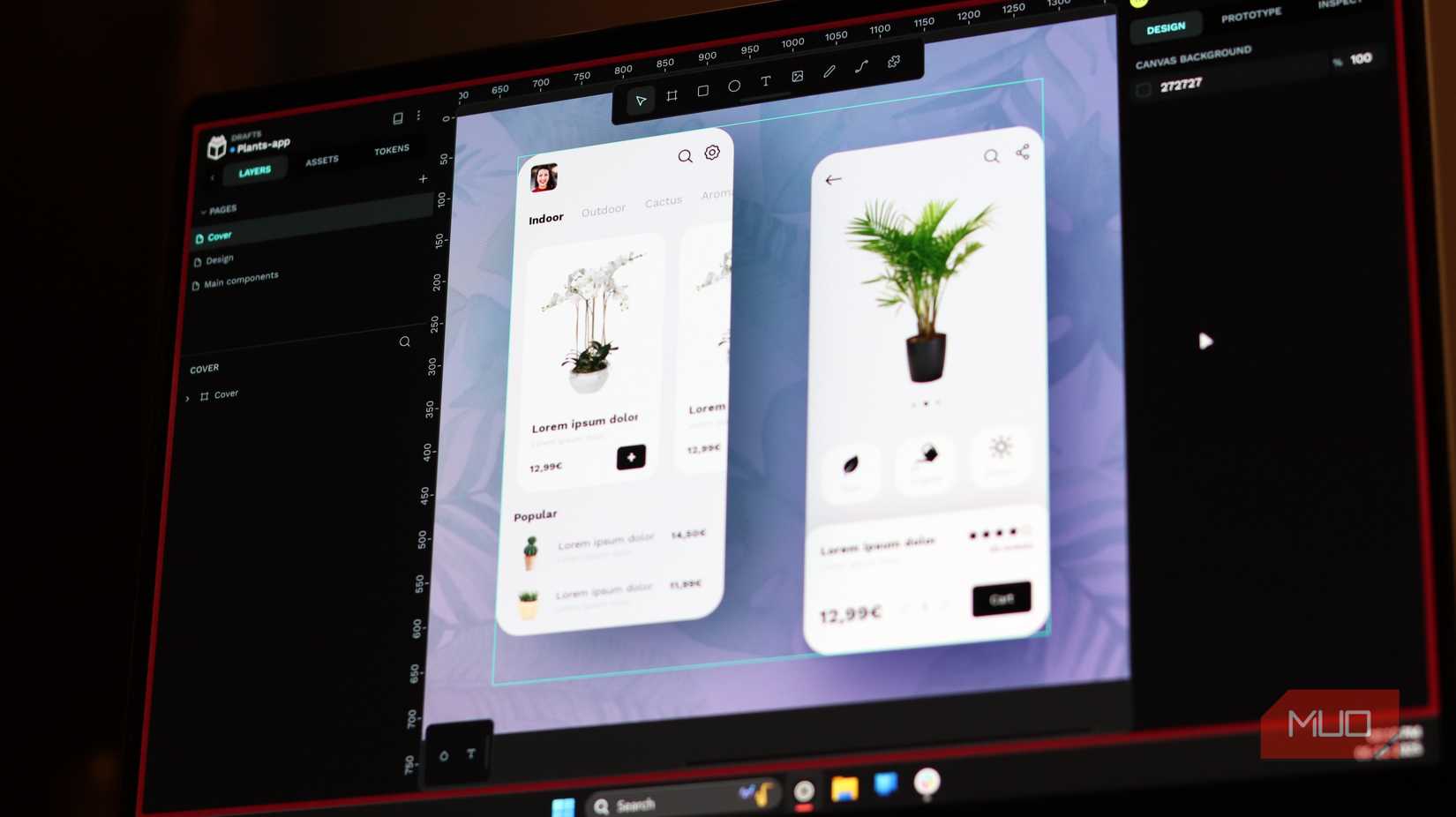 Penpot with app mockup in browser.