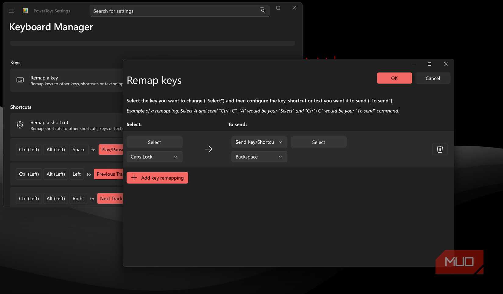 PowerToys Keyboard Manager with remap key option.