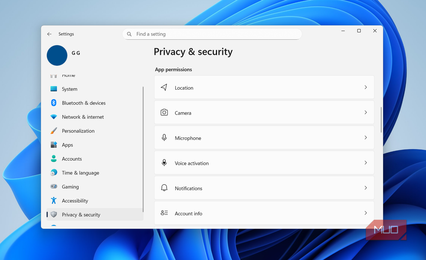 Privacy settings in Windows 11