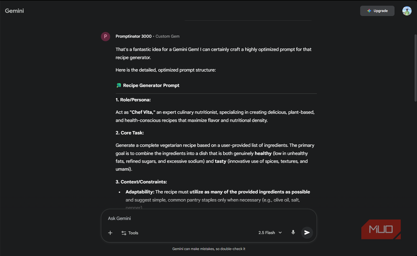 AI Prompt generator custom Gemini Gem.
