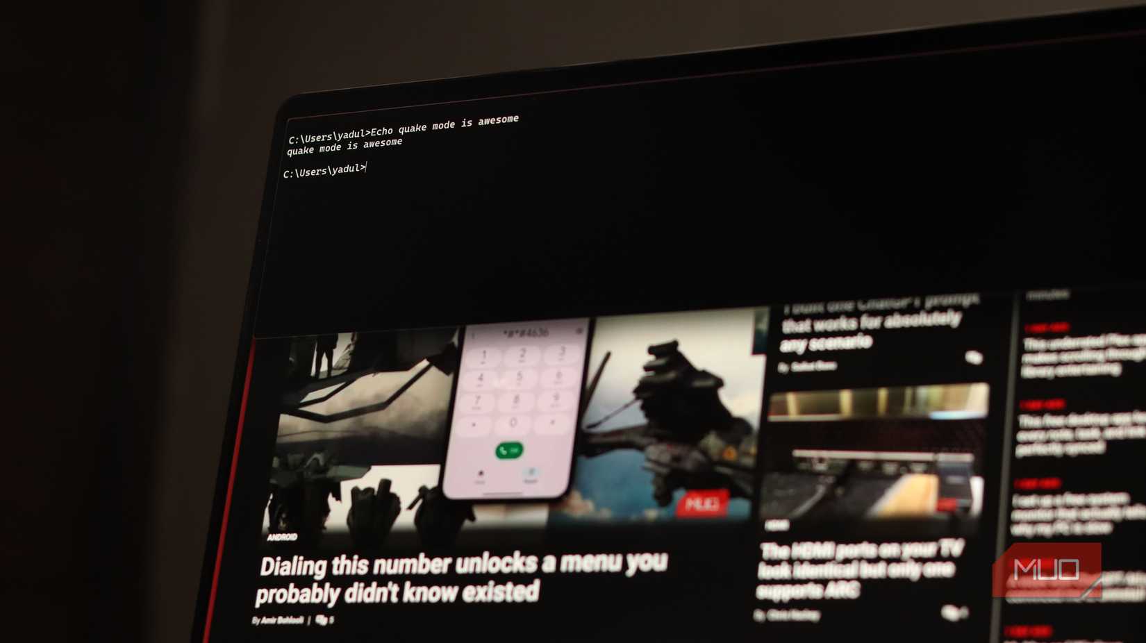 Quake mode running on Windows.