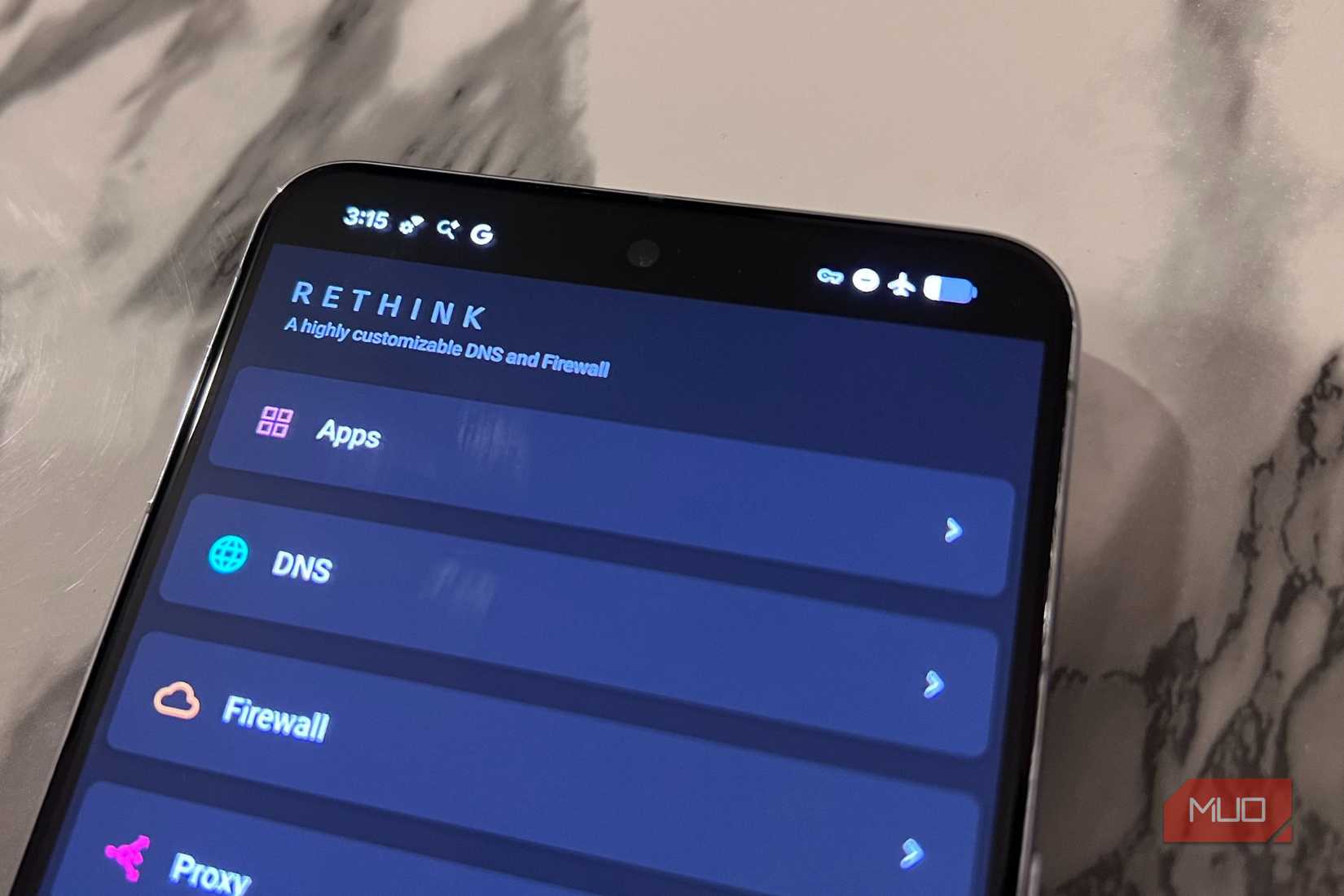 ReThink DNS app customization tab