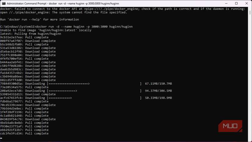 Running the Huginn container on Docker