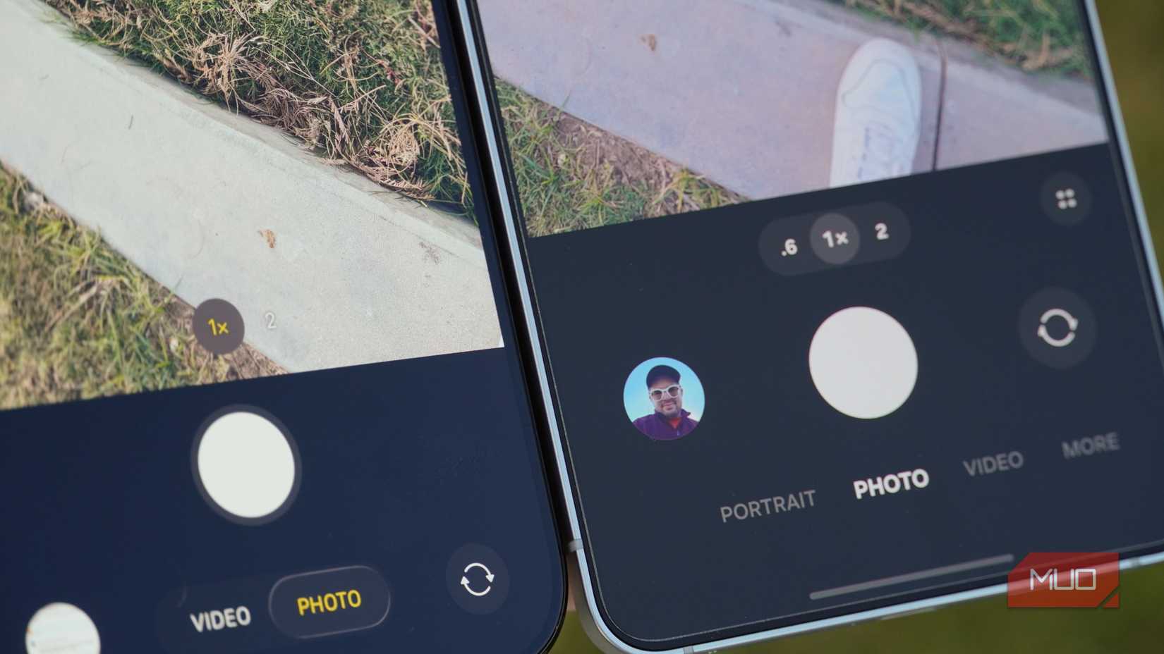 The camera zoom options on the iPhone Air (left) and Galaxy S25 Edge (right).