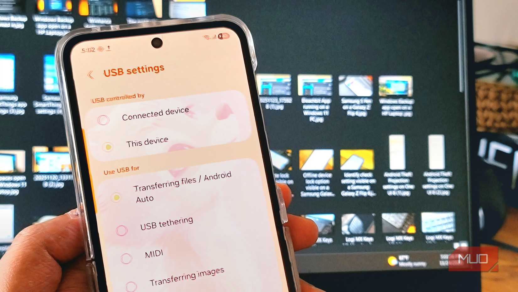Samsung galaxy z flip 6 USB settings