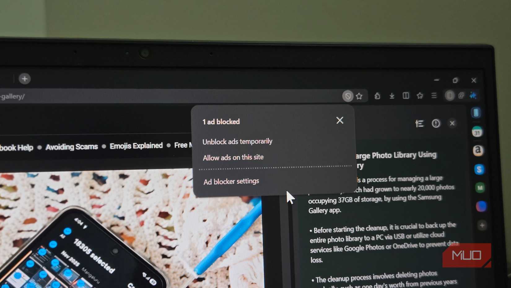 Samsung Internet browser Ad blocker option