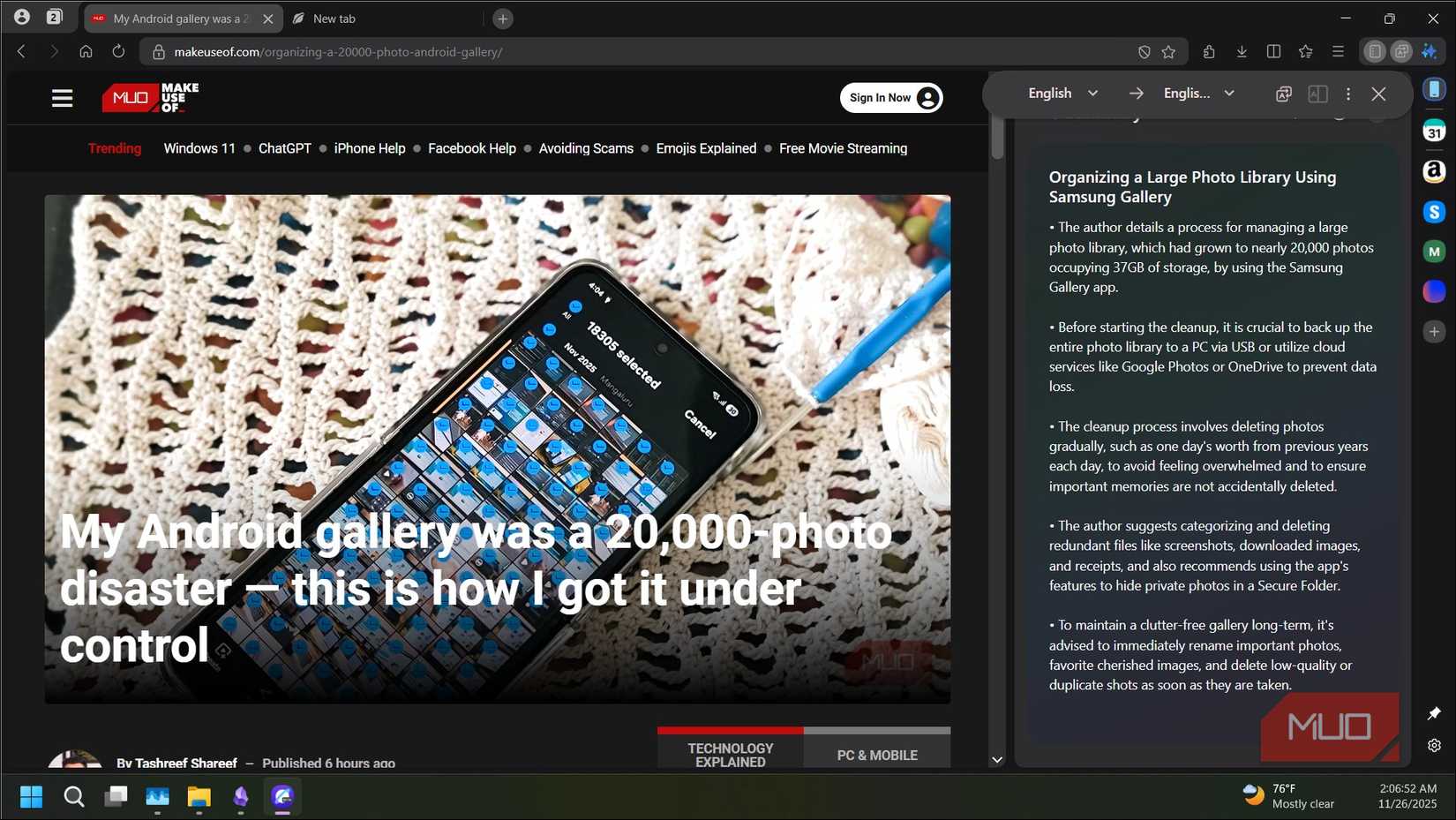 Samsung Internet Browser AI Summary
