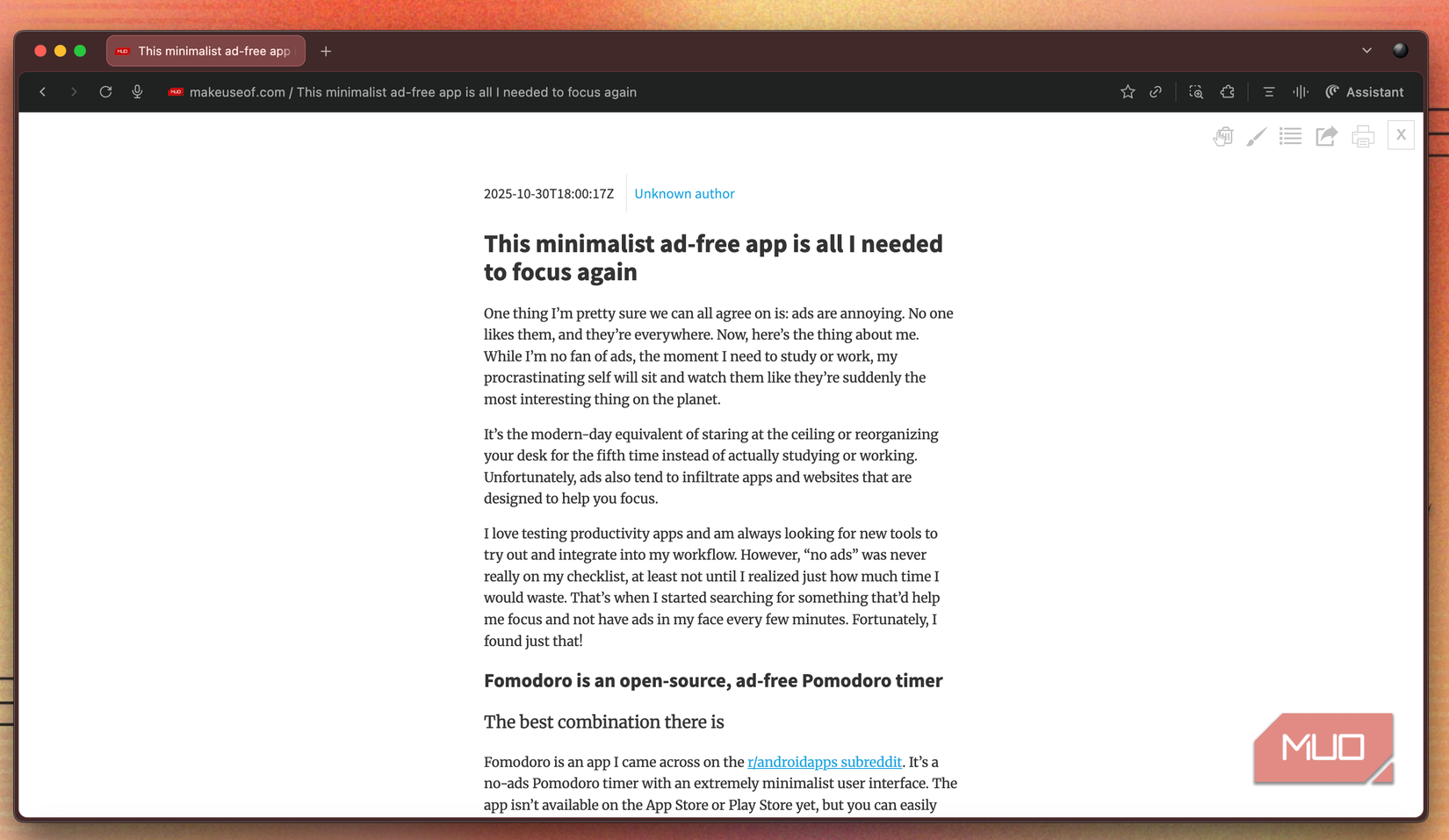 Just Read Chrome extension