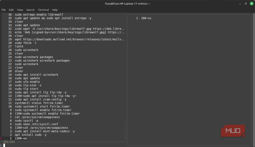 Searching bash history with fzf command