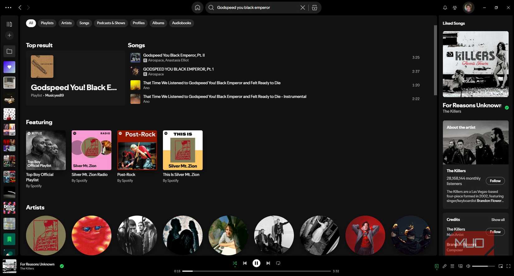 Searching for a band missing on Spotify