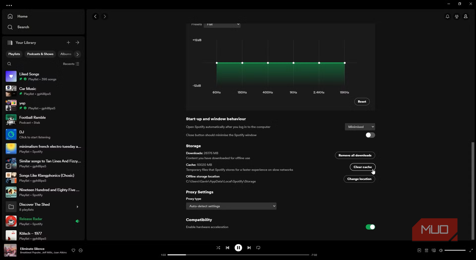 Spotify cache storage on PC