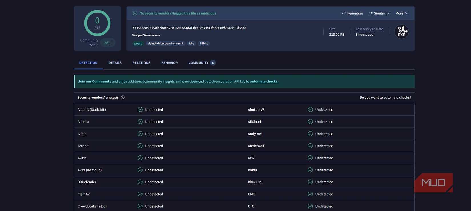 Spotting safe and unsafe file using the Process Explorer utility