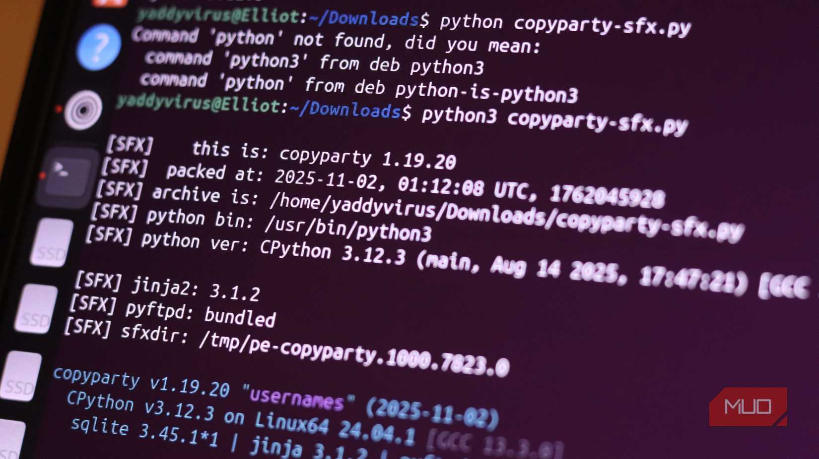 Starting command for copy party.