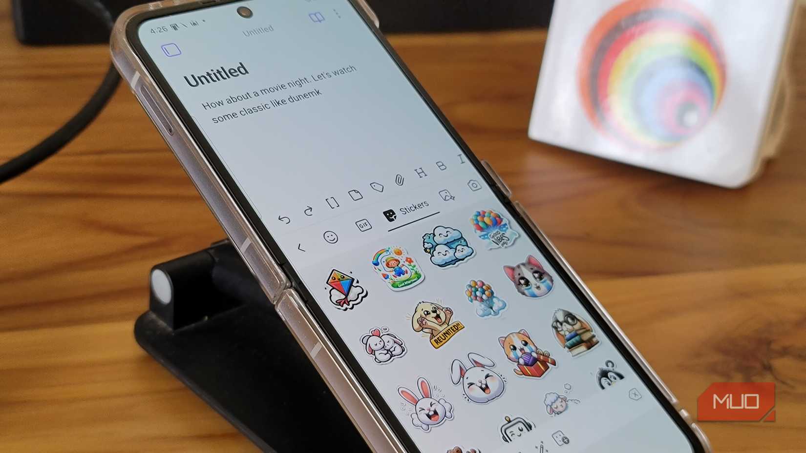 Stickers tab open on SwiftKey on Galaxy Z Flip 6