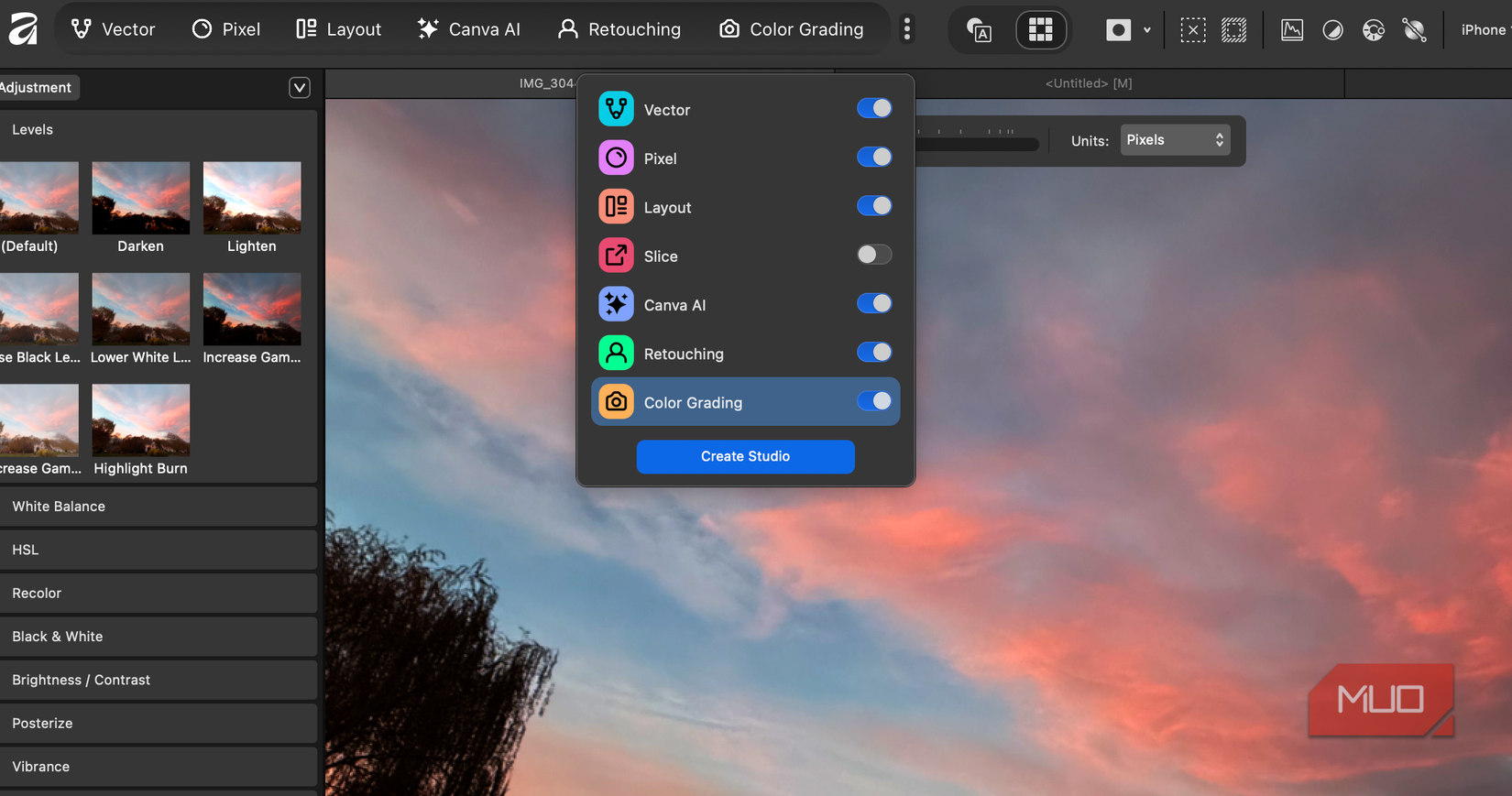 Add or remove studios in Affinity