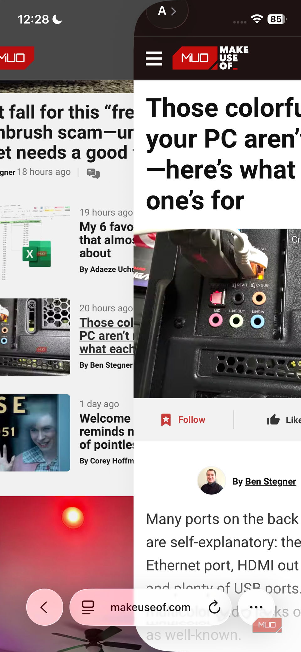 Swipe left or right in Safari to navigate pages