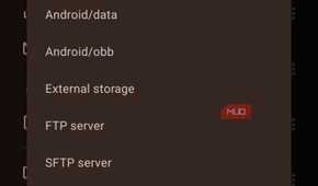 The Add storage popup menu in Material Files.