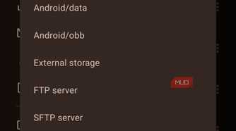The Add storage popup menu in Material Files.