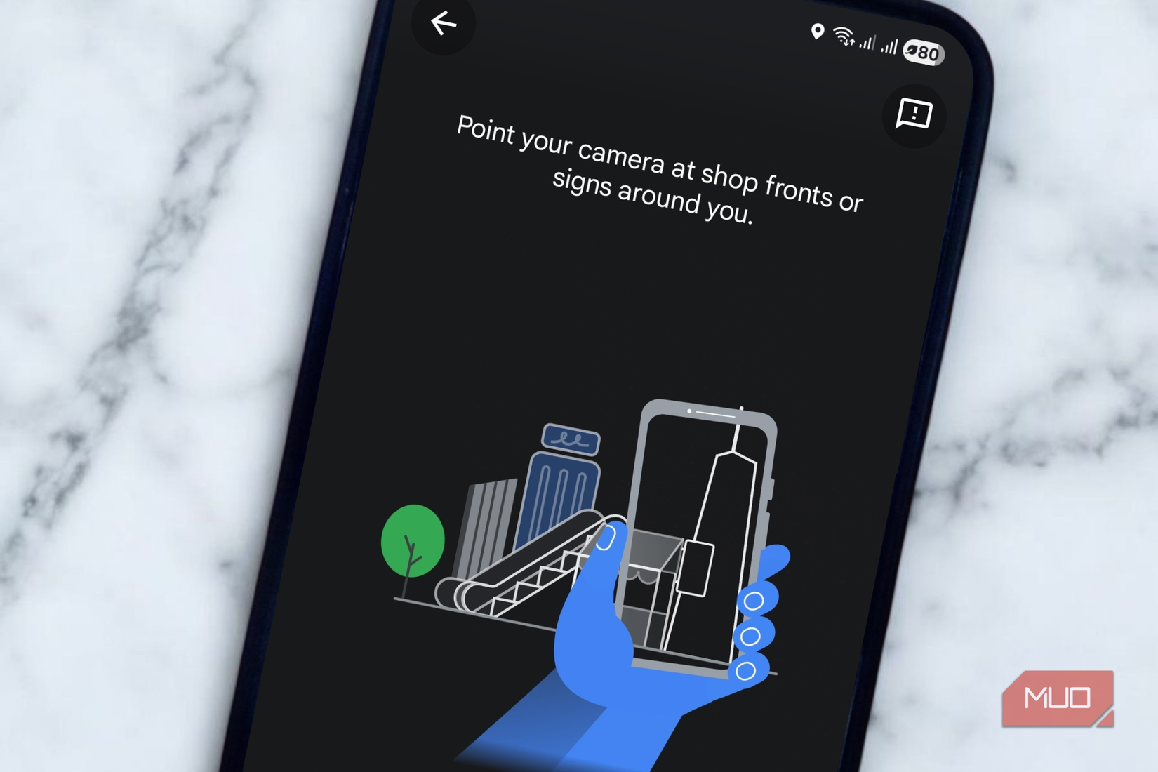 The Google Map Live View feature open on my Android smartphone.