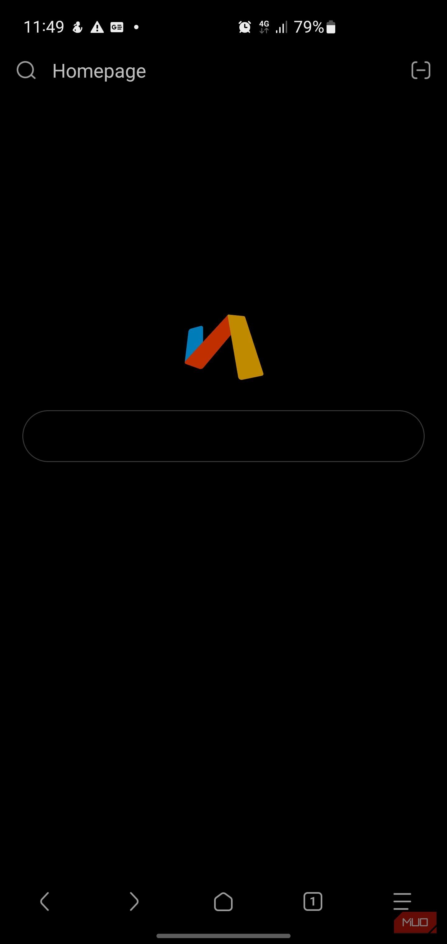 The homepage of the Via mobile browser.