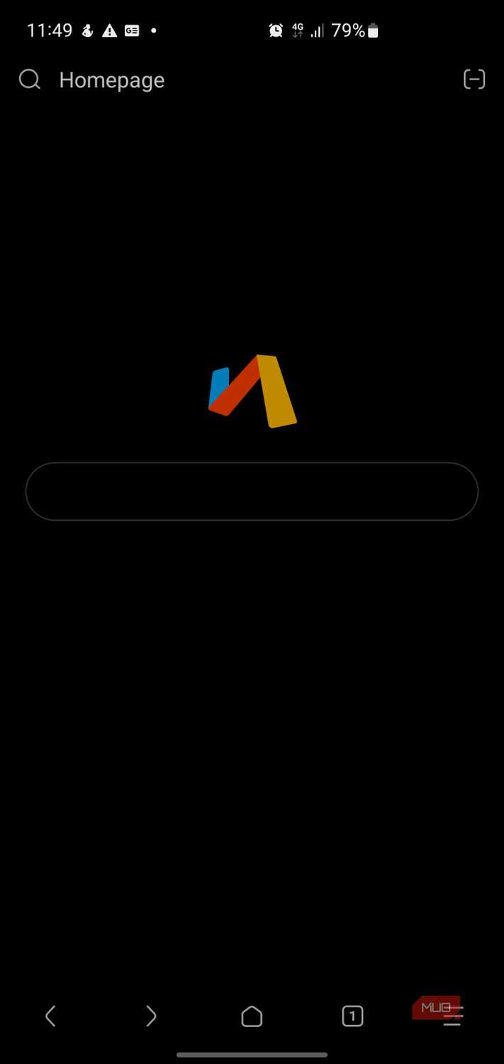 The homepage of the Via mobile browser.