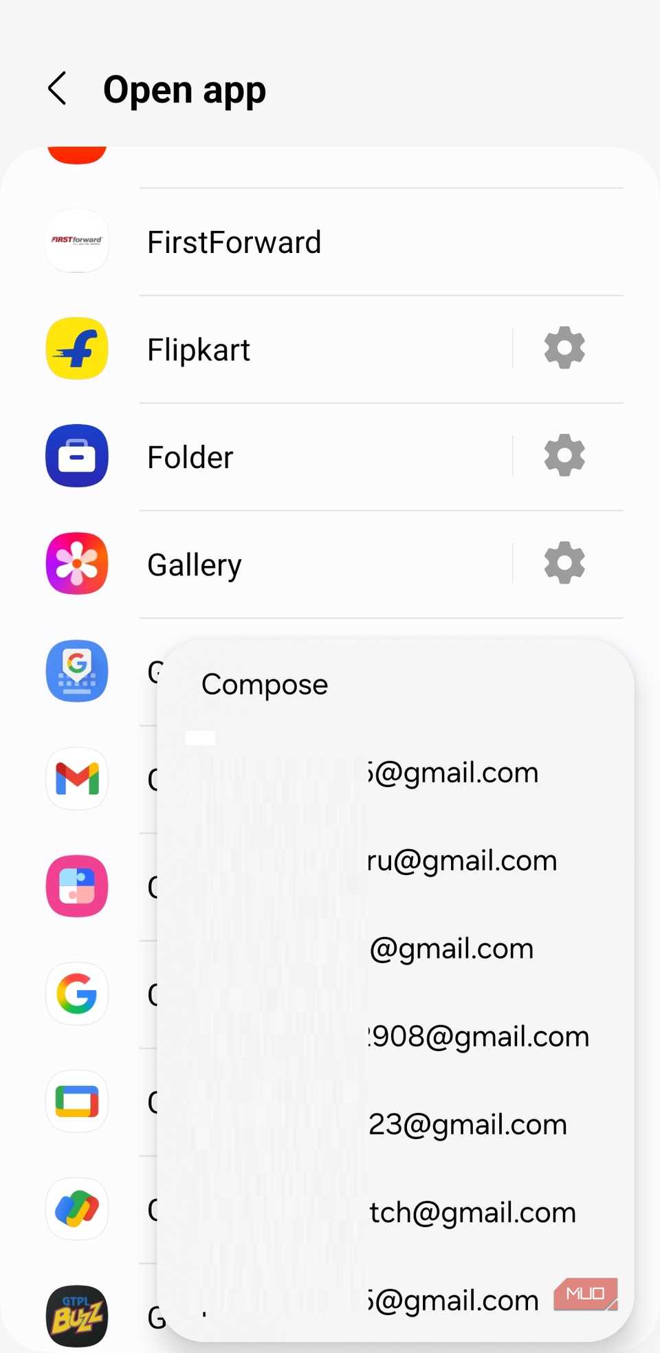 Triple Back tap action menu on Samsung phone