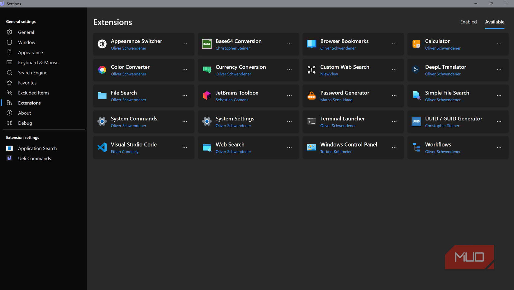 Ueli only supports built-in extensions
