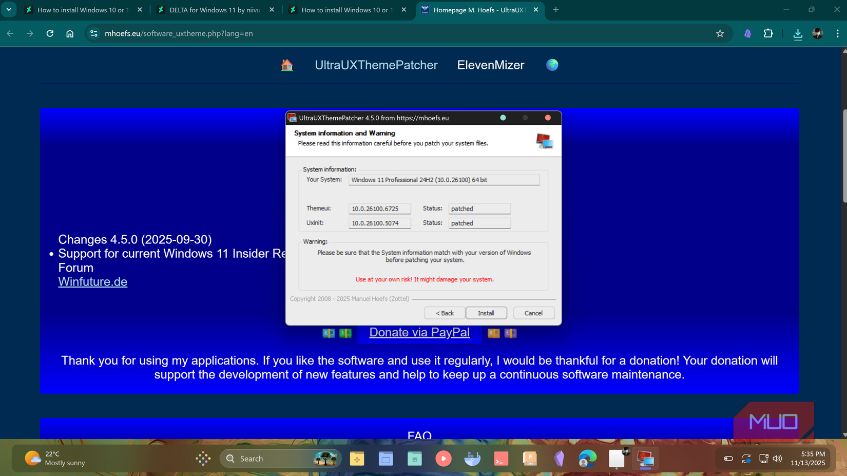Patching custom theme using UltraUXThemePatcher