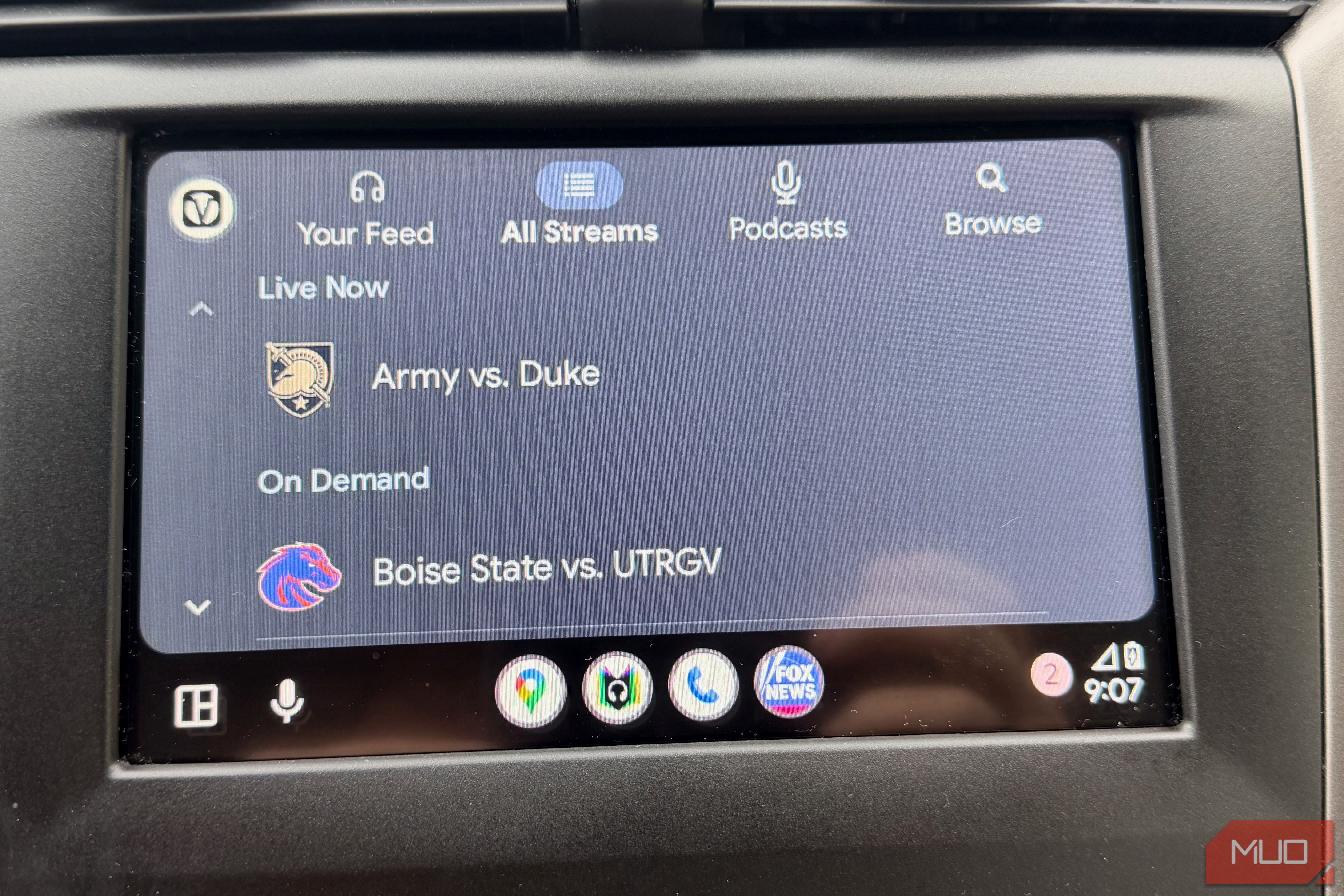 The Variety Network app on Android Auto.