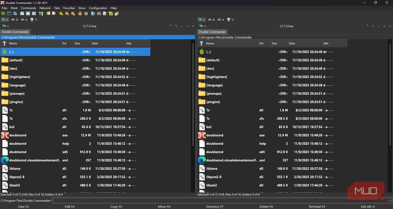 Viewing files on the dual panes of Double Commander