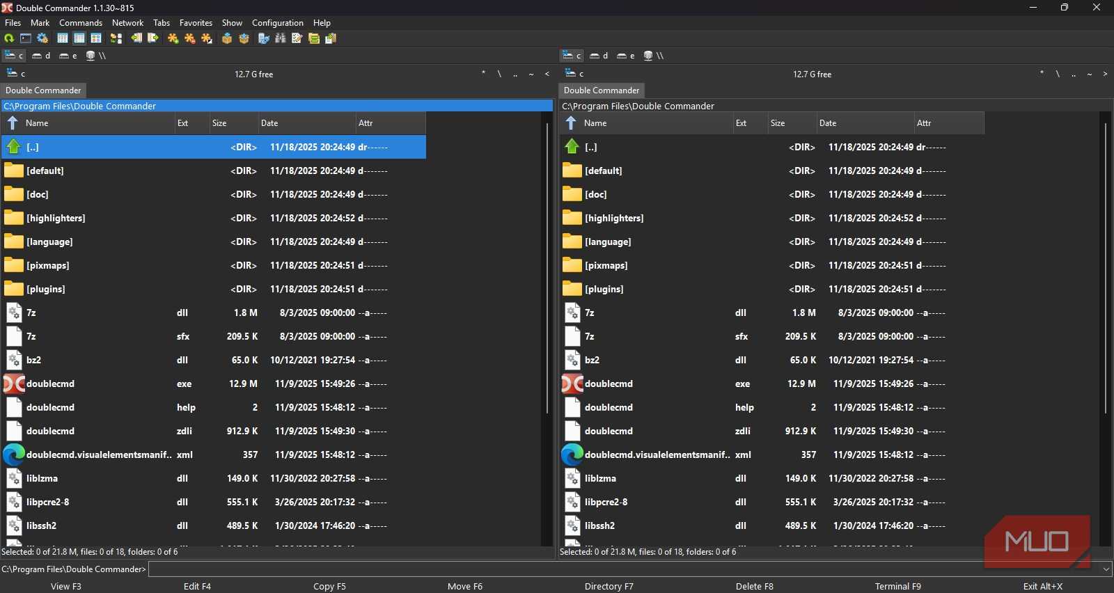 Viewing files on the dual panes of Double Commander