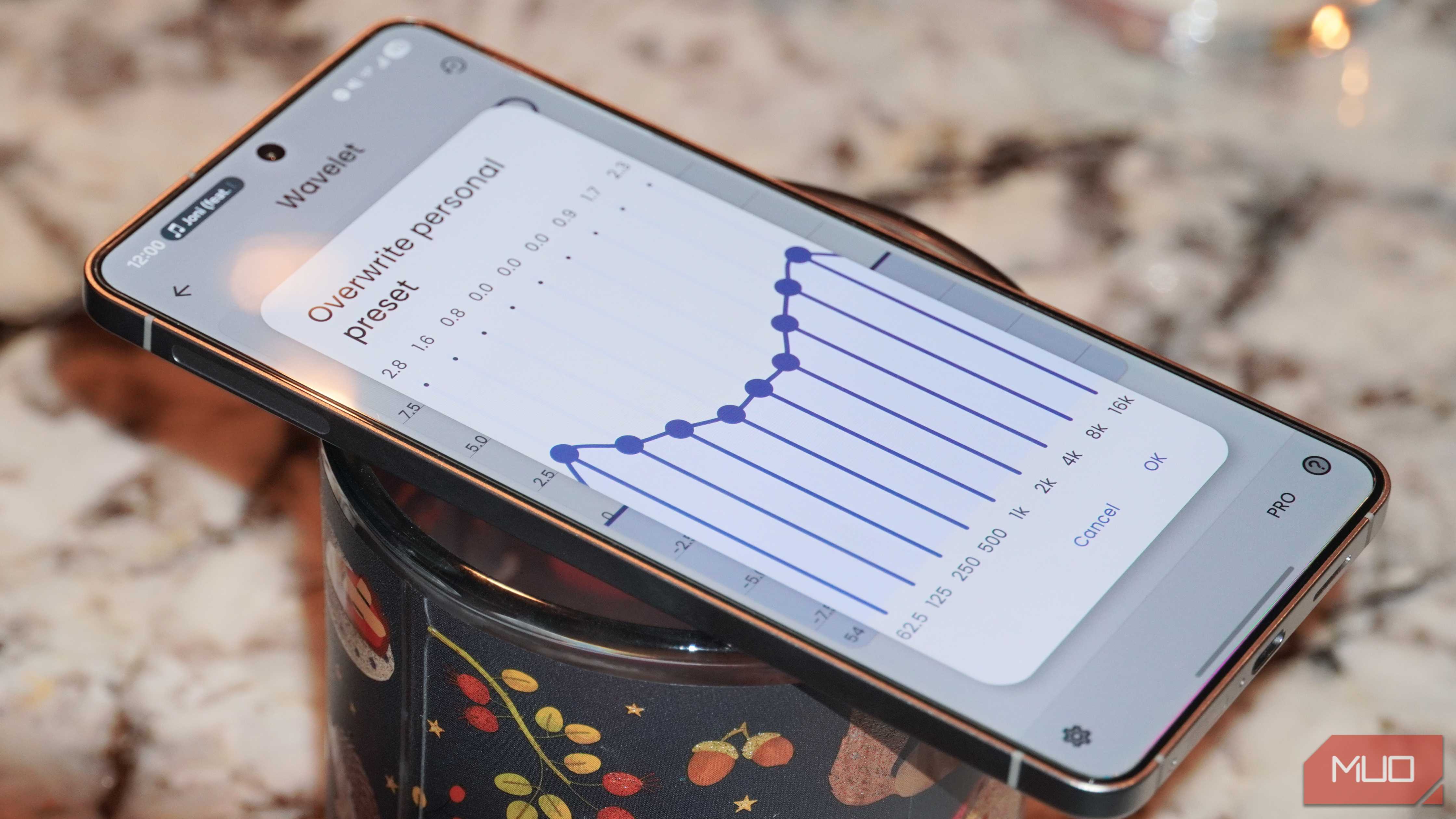 The eight-band equalizer in the Wavelet app.