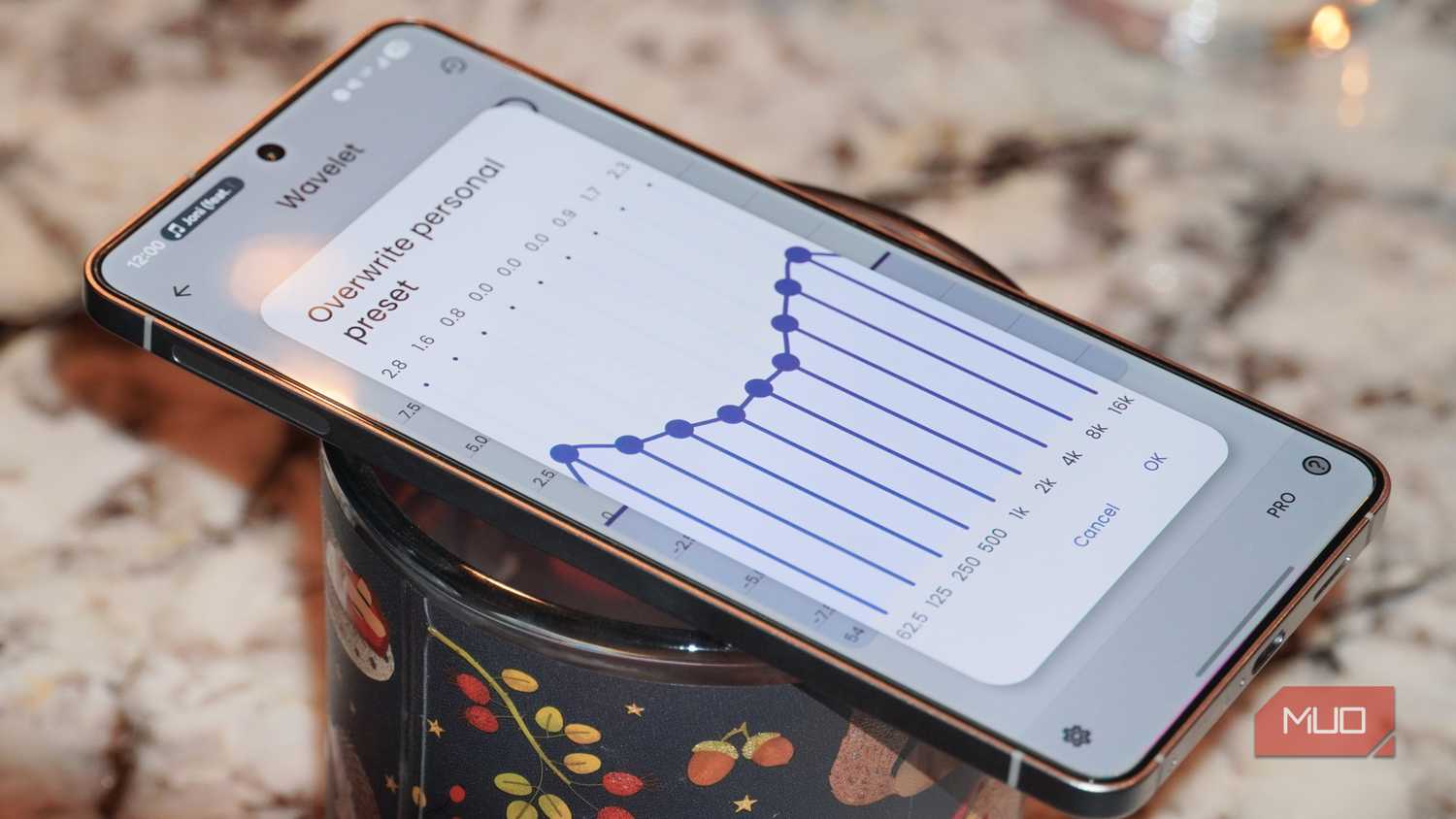 The eight-band equalizer in the Wavelet app.