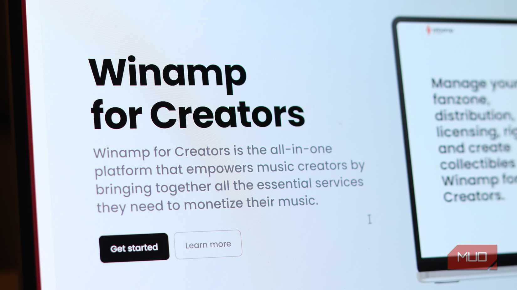 Winamp for creators section on website.