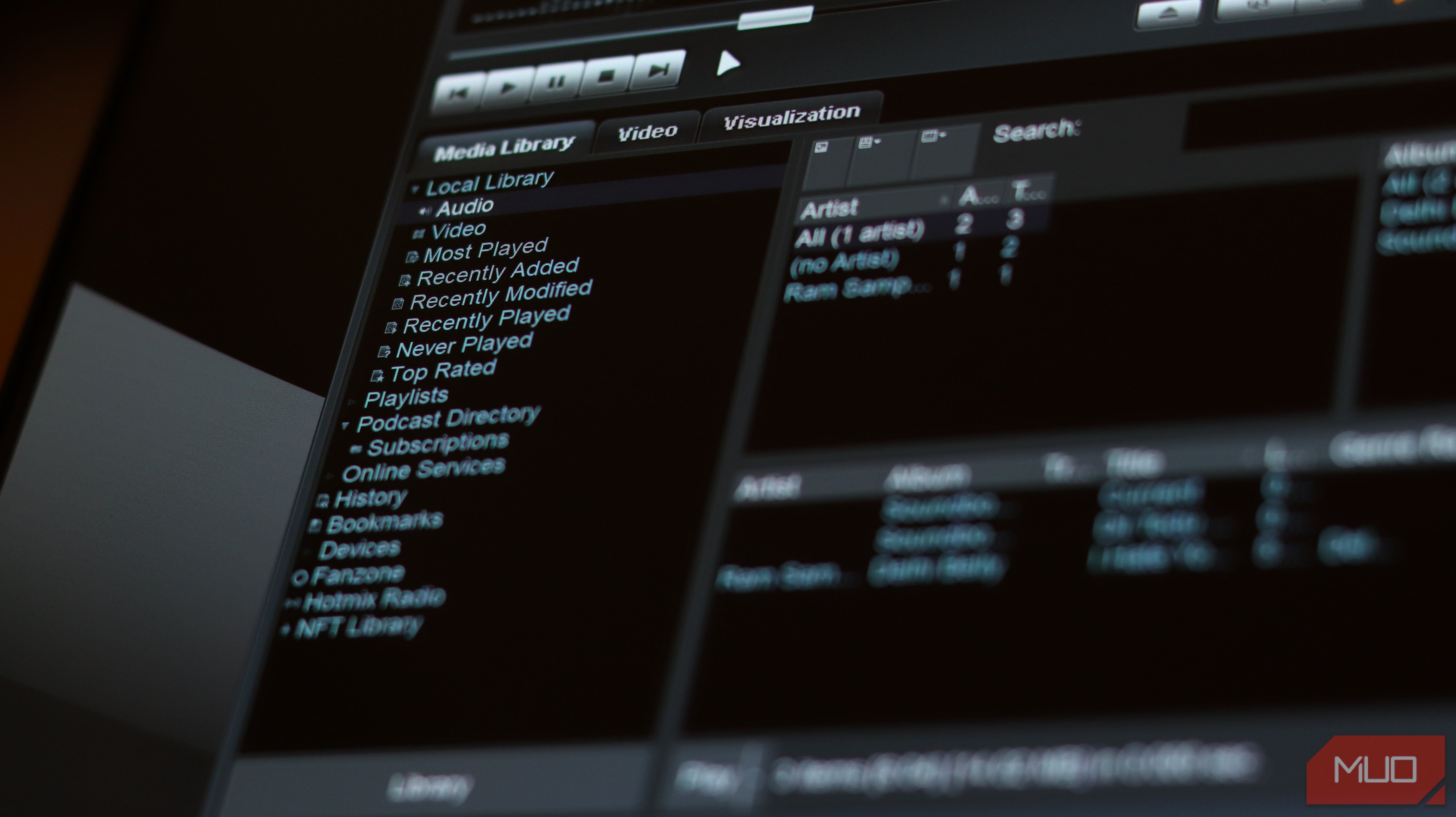 WinAmp media library on PC.