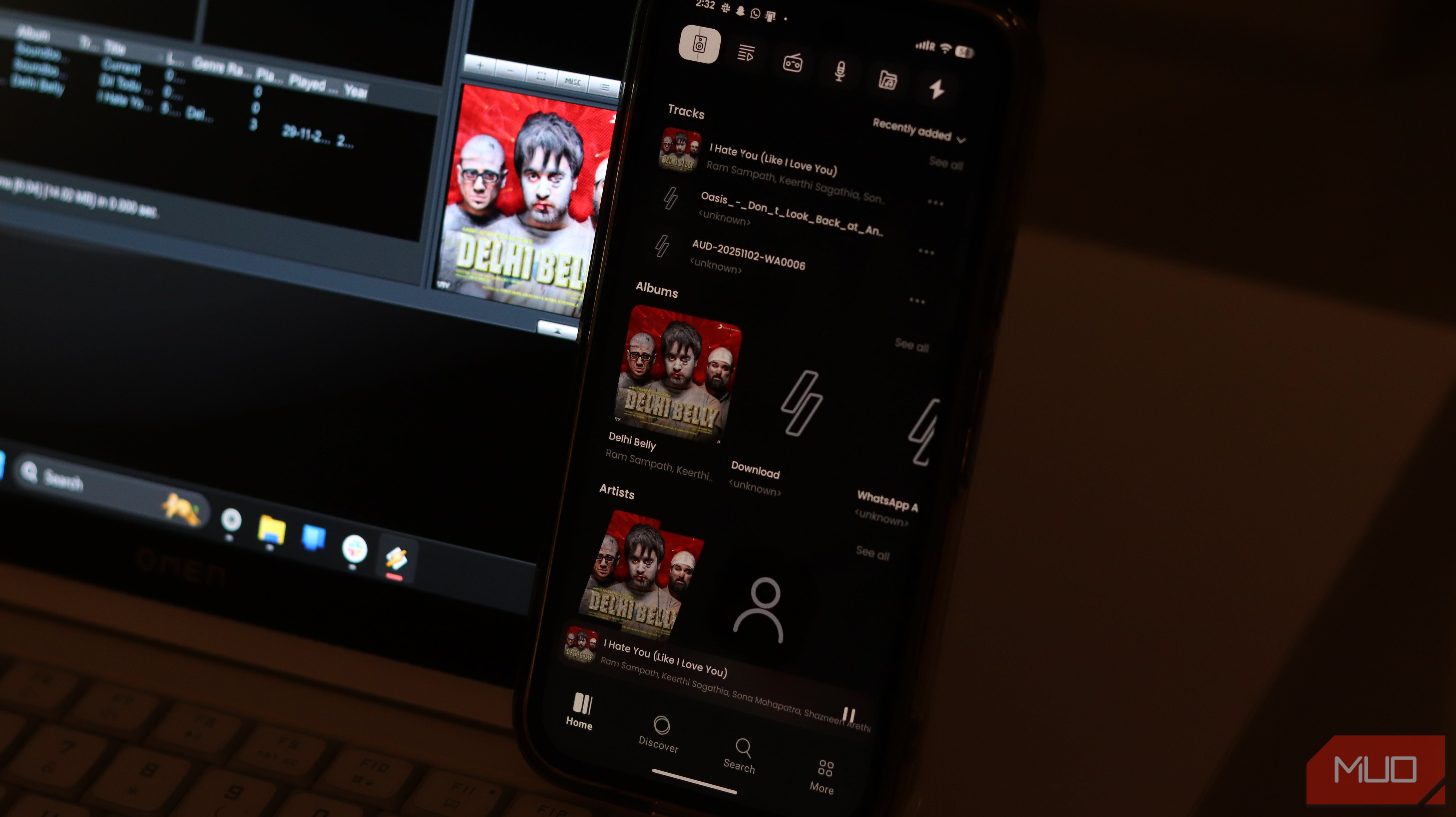 WinAmp mobile app home page.