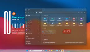 Windows 11 dekstop with Files app in dark mode acrylic