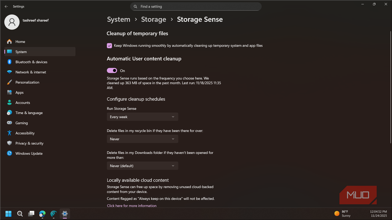Windows 11 storage sense settings