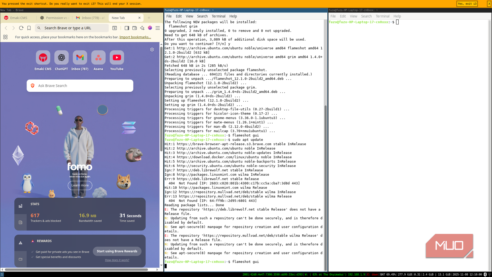 Working interface with i3 on Linux Mint