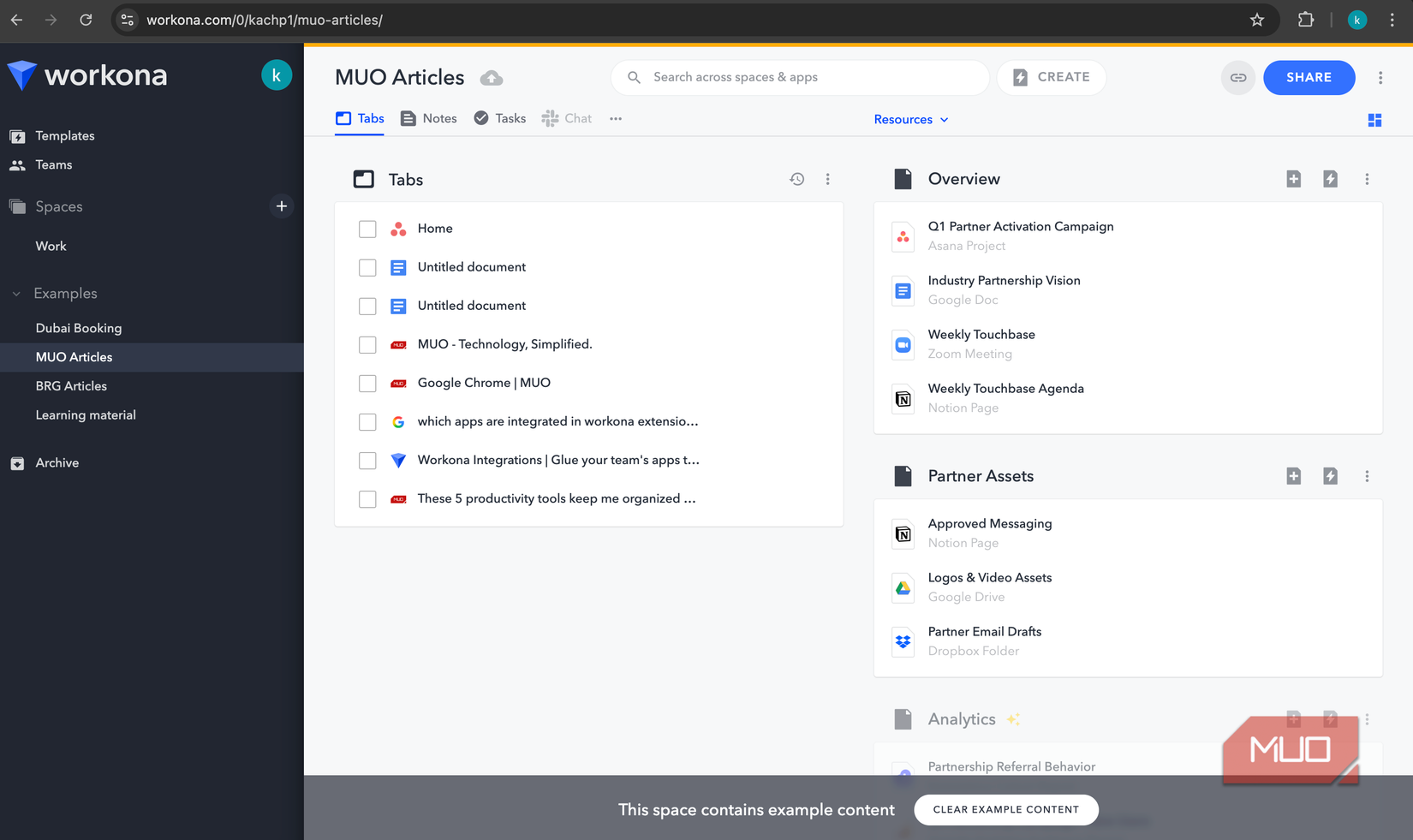 Workspaces in Workona