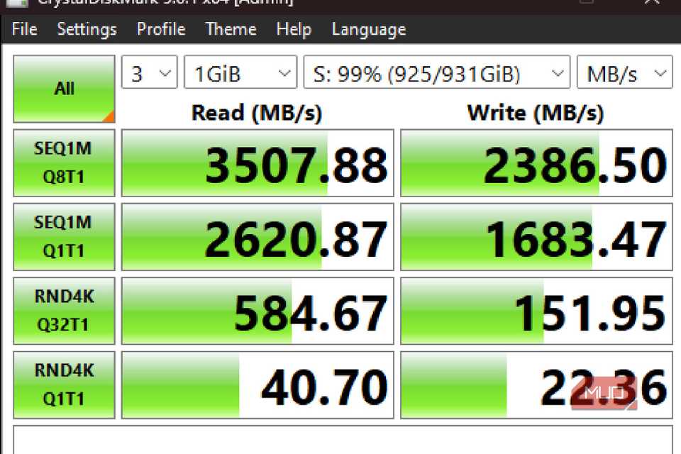 Write Caching turned off and the results