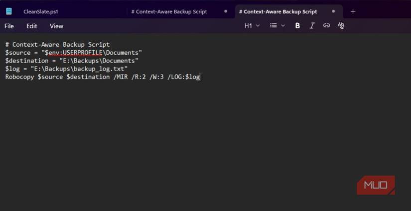 Writing the context aware script for a task automation