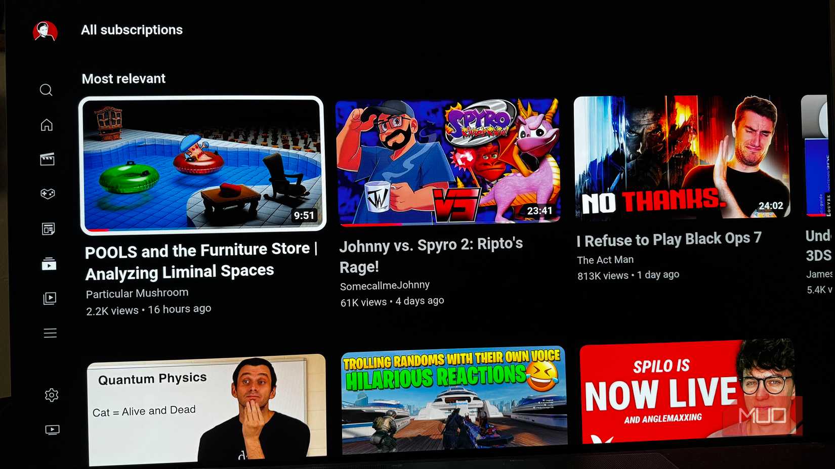 YouTube Most Relevant in Subscriptions